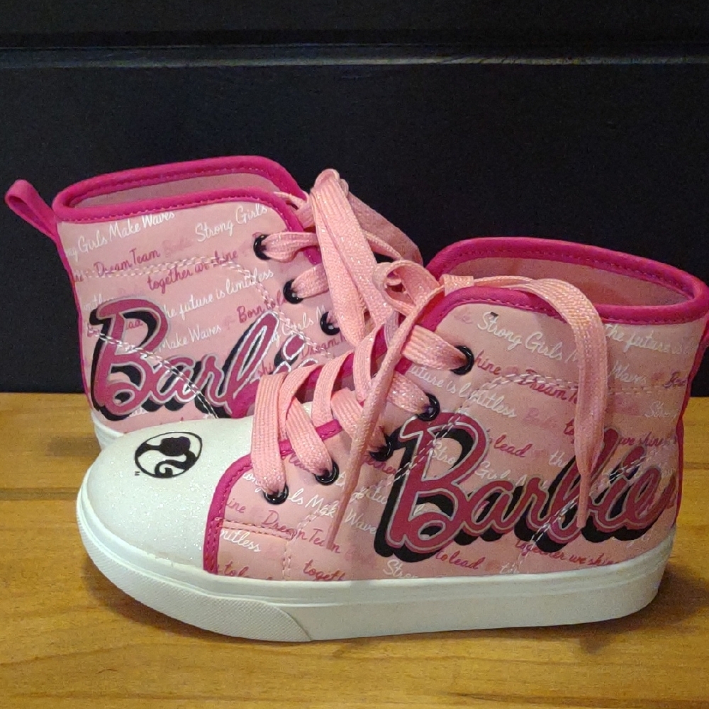 Barbie Pink and White Girls 1‎ Mid Top Sneakers